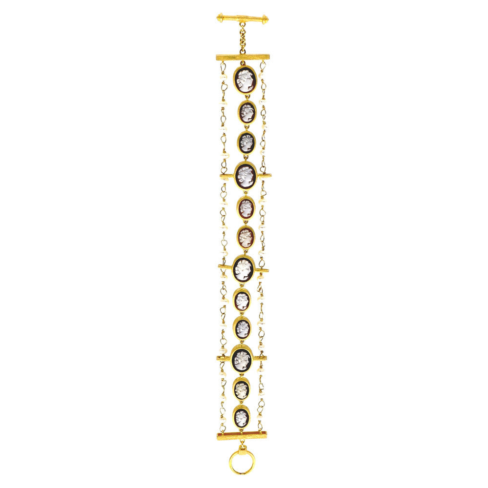 CAMEO BRACELET GOLD VERMEIL BRUSHED| CAMEO JEWELRY - MY LITTLE VENDOME