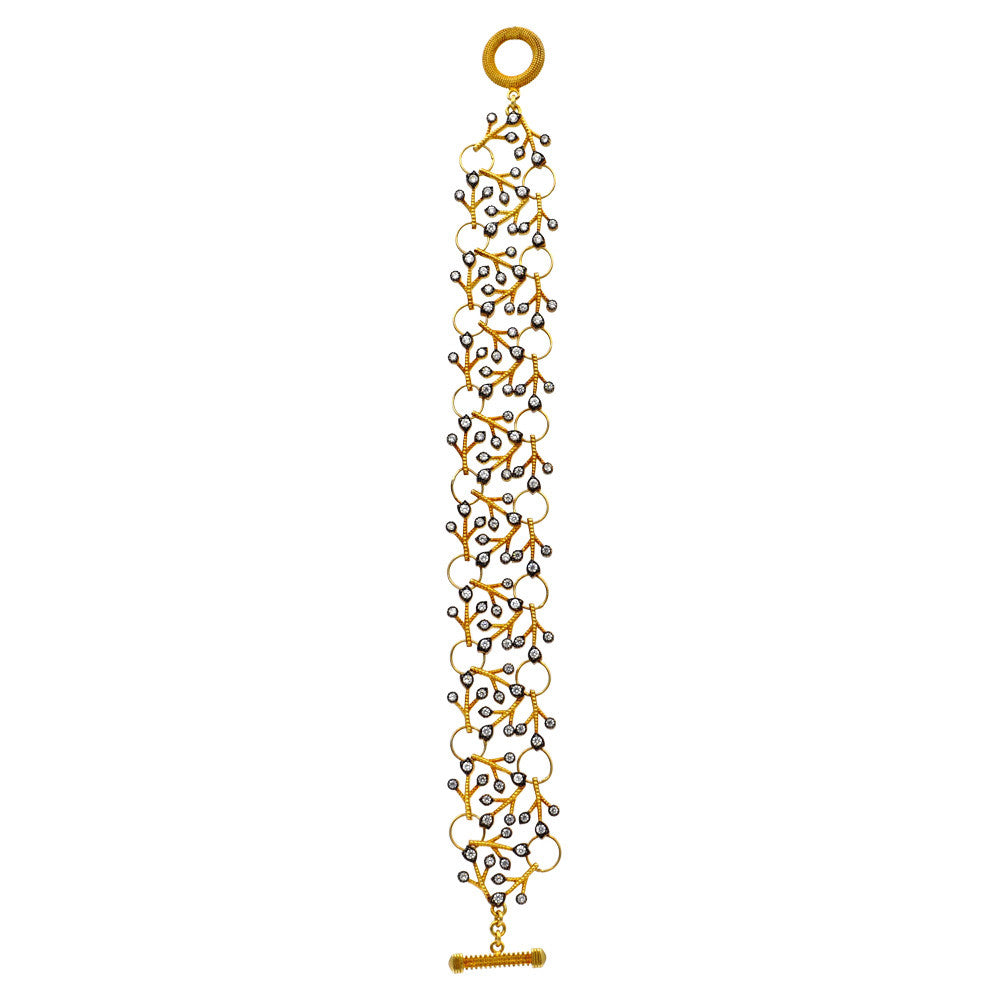 LACE CHAIN BRACELET IN YELLOW GOLD VERMEIL & NATURAL CRYSTAL - MY LITTLE VENDOME