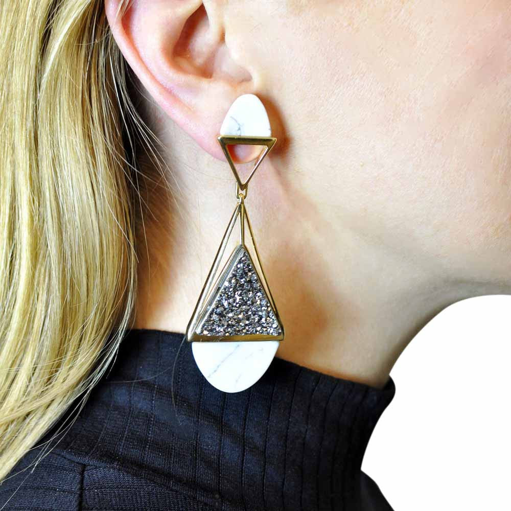 HOWLITE & WOOD EARRINGS - MY LITTLE VENDOME