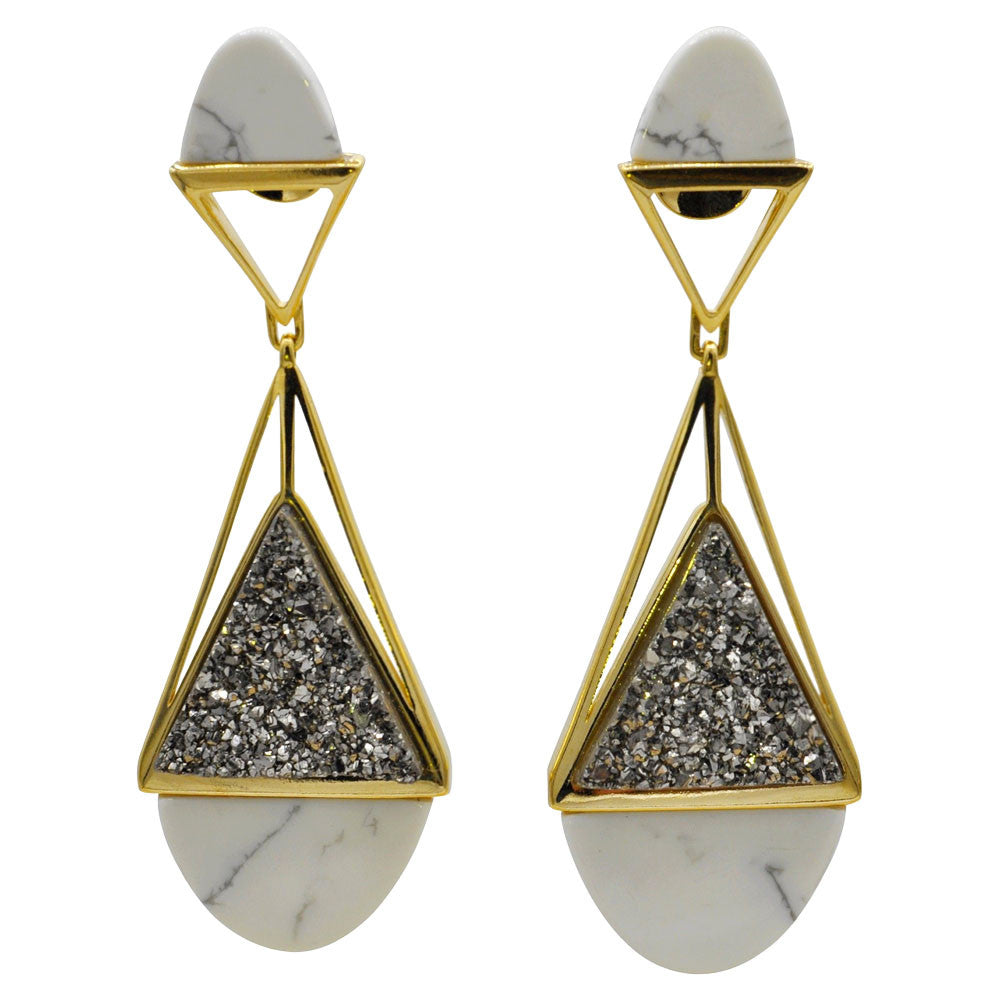 HOWLITE & WOOD EARRINGS - MY LITTLE VENDOME