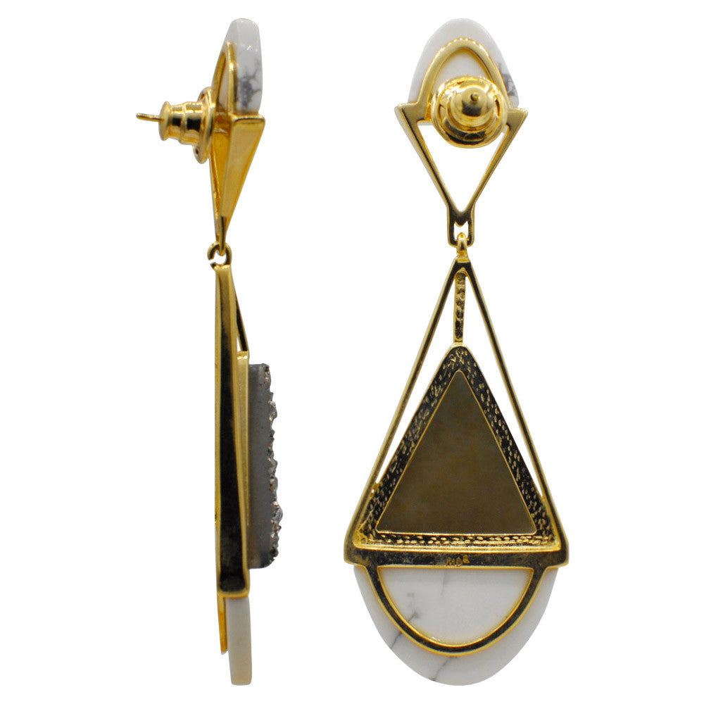 HOWLITE & WOOD EARRINGS - MY LITTLE VENDOME