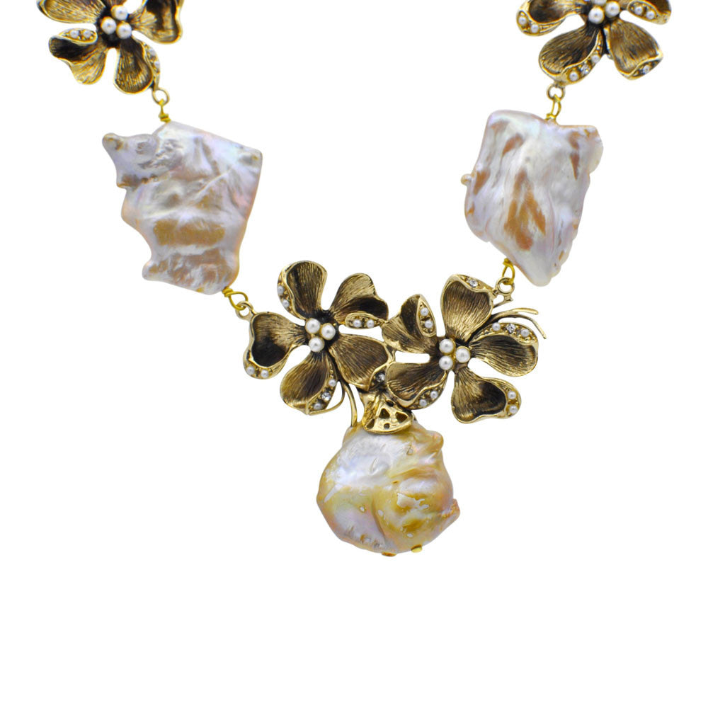 KESHI BEADS & BAROQUE PEARL VINTAGE NECKLACE - MY LITTLE VENDOME