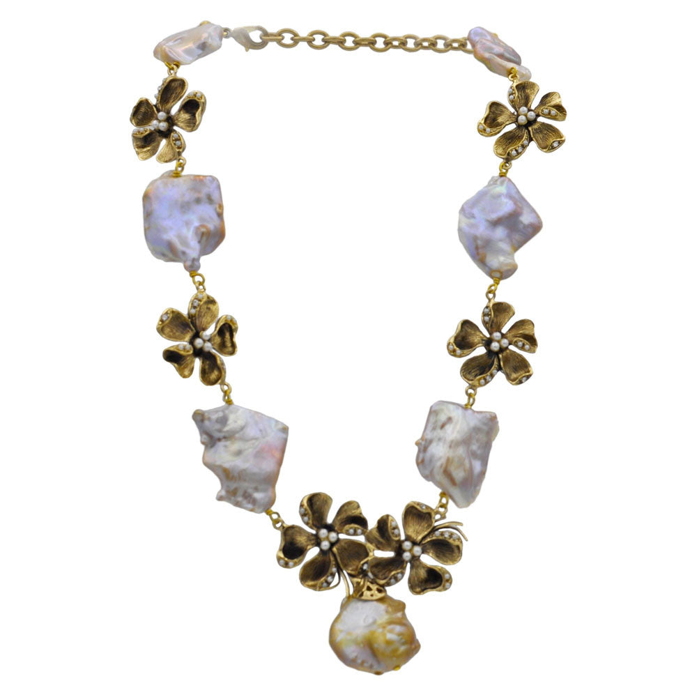 KESHI BEADS & BAROQUE PEARL VINTAGE NECKLACE - MY LITTLE VENDOME