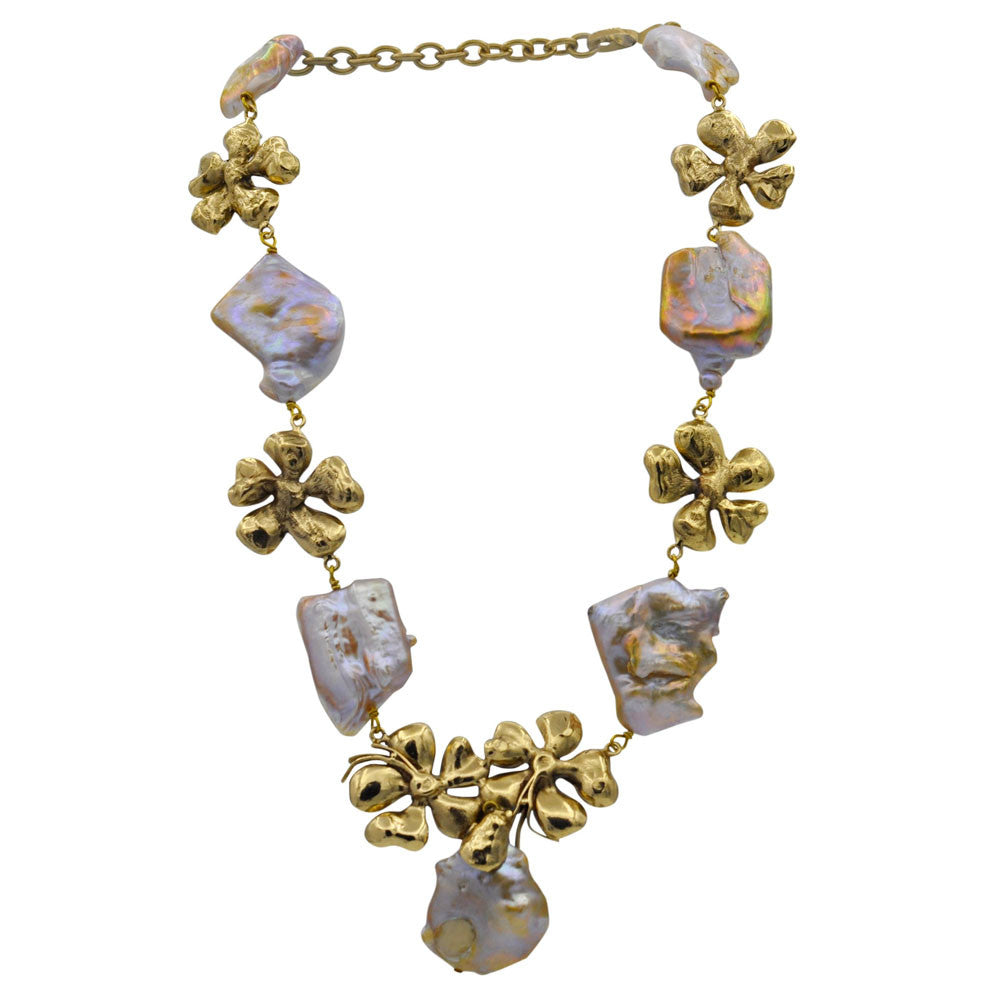 KESHI BEADS & BAROQUE PEARL VINTAGE NECKLACE - MY LITTLE VENDOME