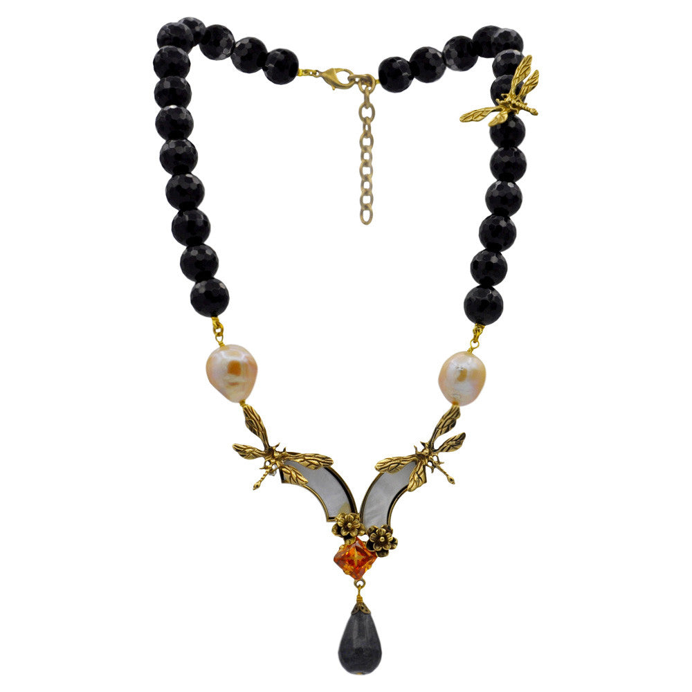 NATURAL PEARL &AMP; SEMI-PRECIOUS STONES ART DECO NECKLACE - MY LITTLE VENDOME