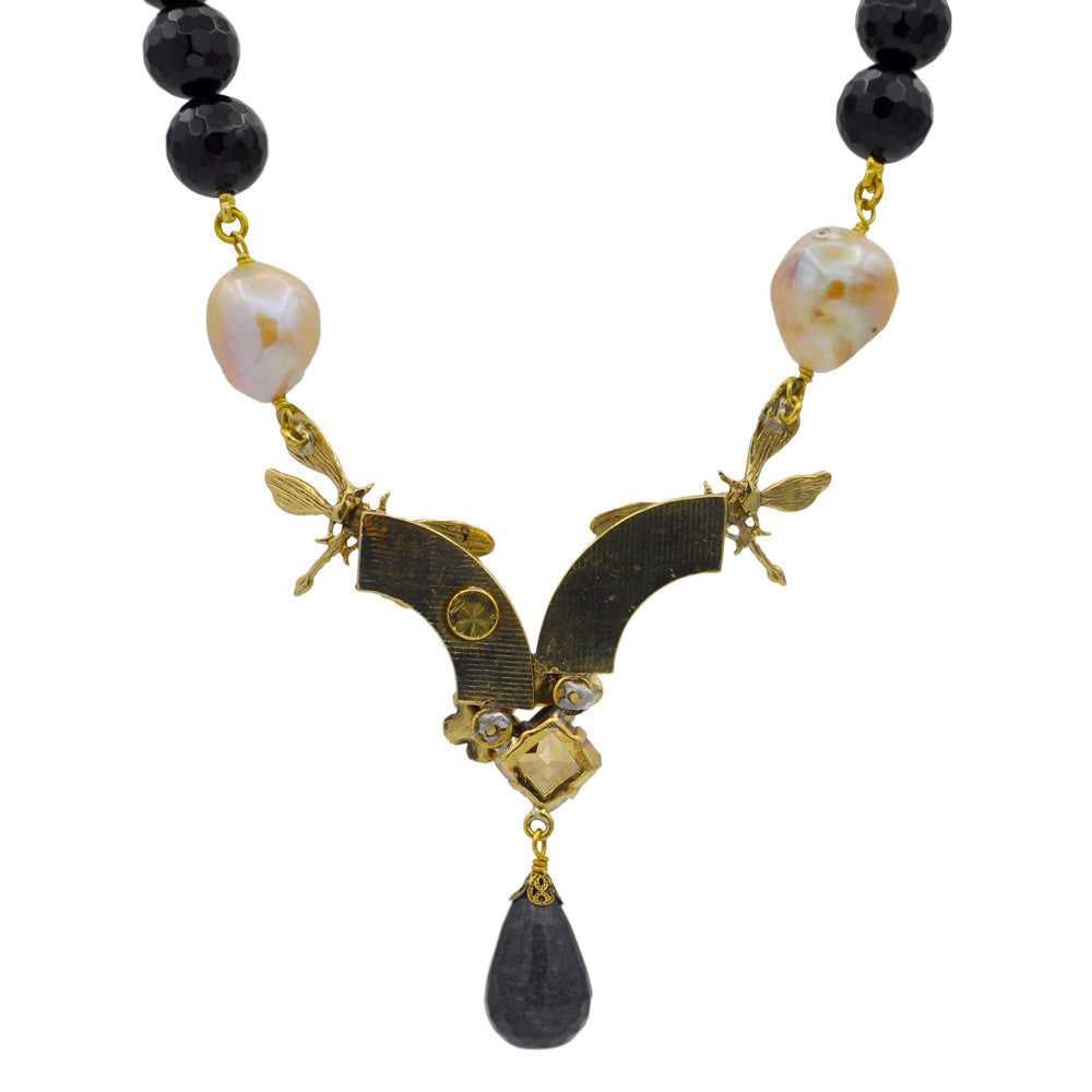 NATURAL PEARL & SEMI-PRECIOUS STONES ART DECO NECKLACE - MY LITTLE VENDOME