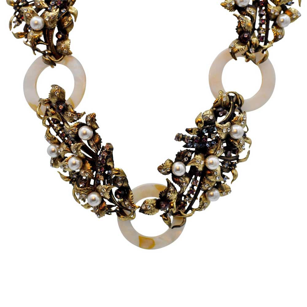 VINTAGE NECKLACE, MOTHER-OF-PEARL, NATURAL PEARLS AND SEMI-PRECIOUS STONES - MY LITTLE VENDOME