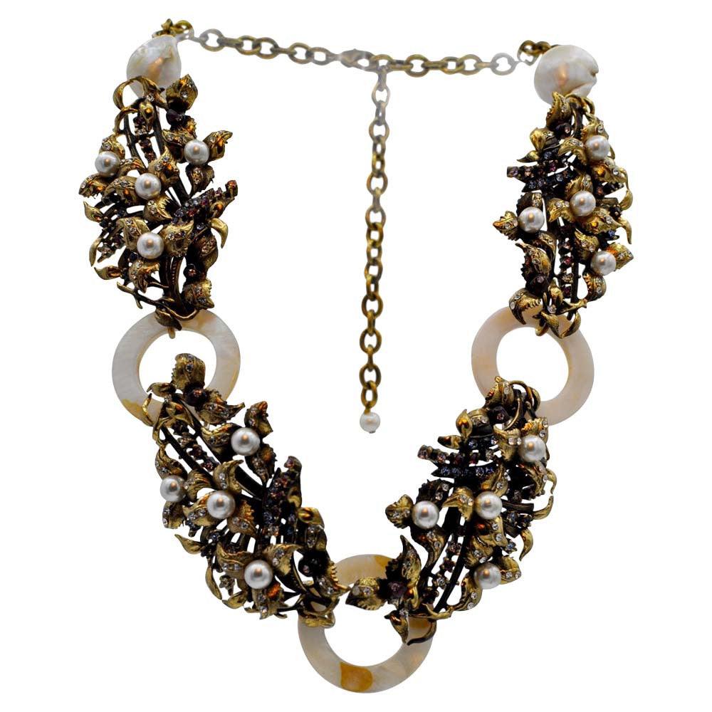 VINTAGE NECKLACE, MOTHER-OF-PEARL, NATURAL PEARLS AND SEMI-PRECIOUS STONES - MY LITTLE VENDOME