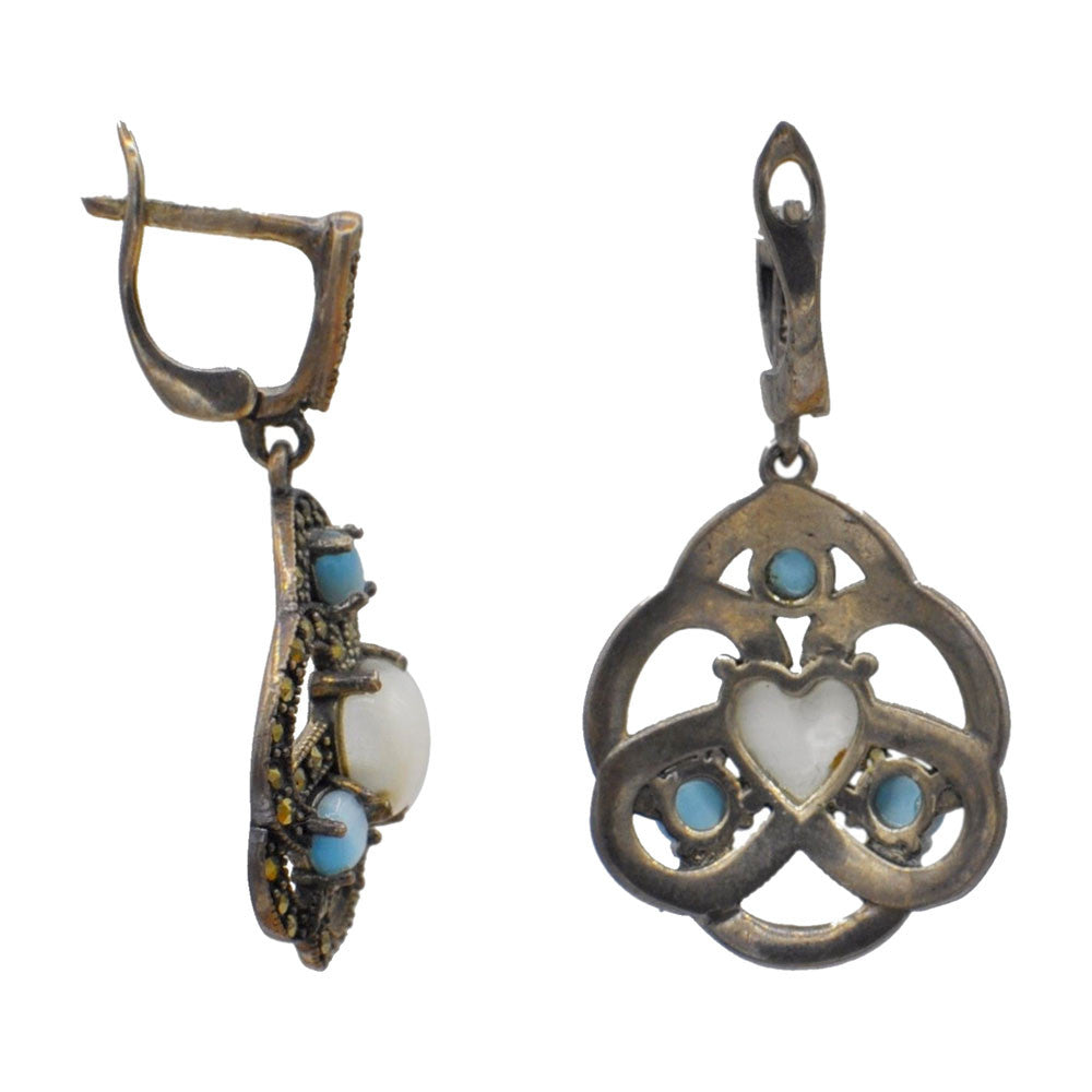 VINTAGE MOTHER-OF-PEARL EARRINGS IN 925 SILVER - MY LITTLE VENDOME