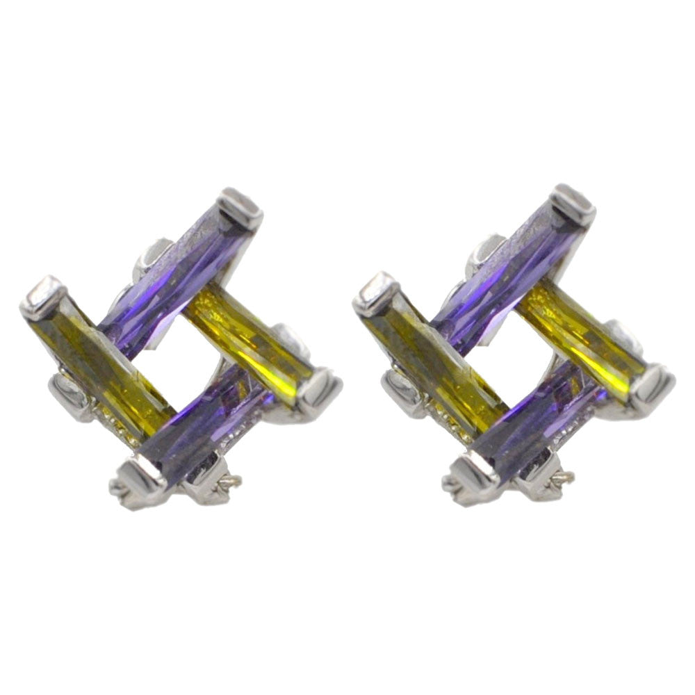 VINTAGE EARRINGS IN 925 STERLING SILVER AND SEMI-PRECIOUS STONES (AMETHYST, QUARTZ) - MY LITTLE VENDOME