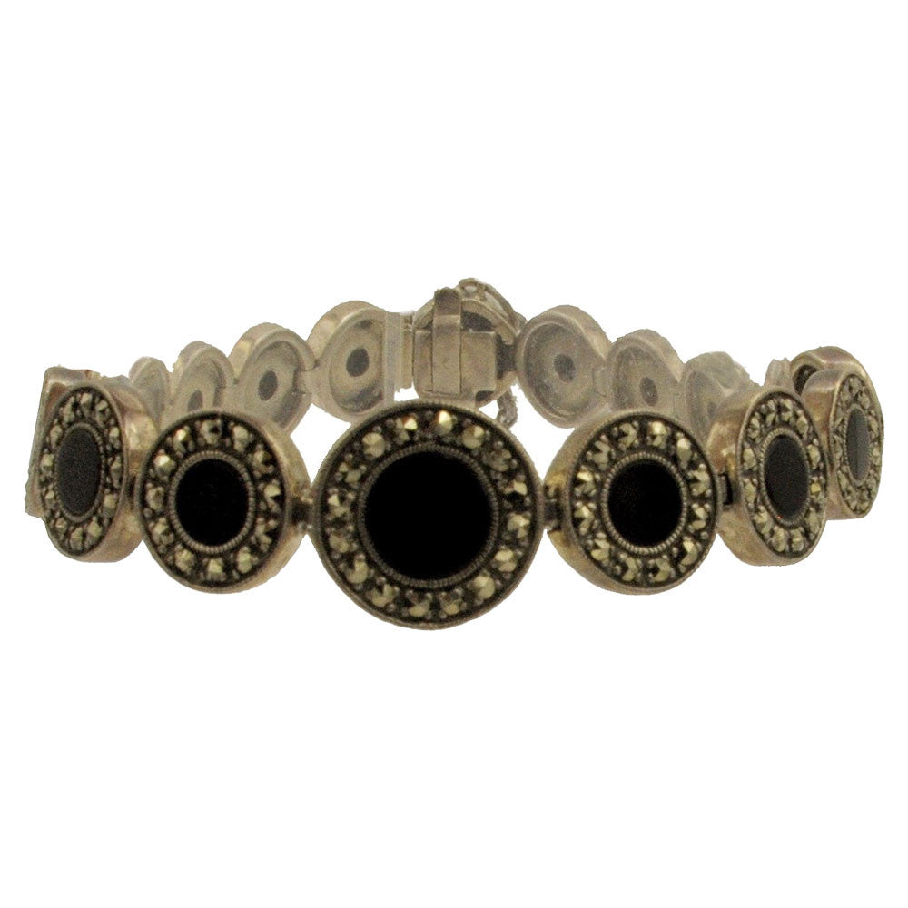 ONYX ART DECO SILVER 925 CHAIN BRACELET - MY LITTLE VENDOME