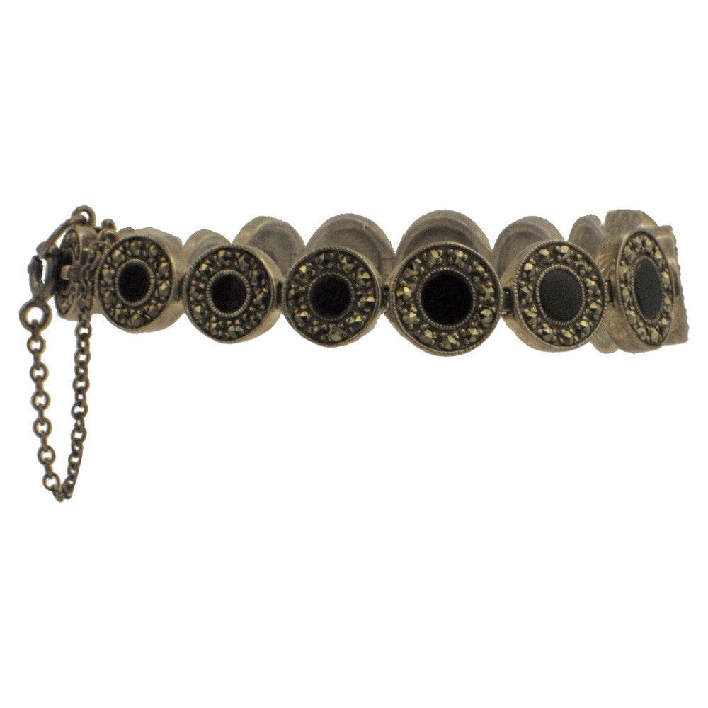 ONYX ART DECO SILVER 925 CHAIN BRACELET - MY LITTLE VENDOME