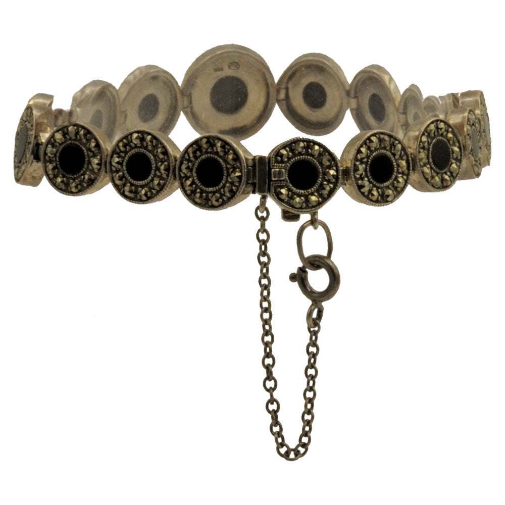 BRACELET CHAINE ONYX ART DÉCO EN ARGENT 925 - MY LITTLE VENDOME