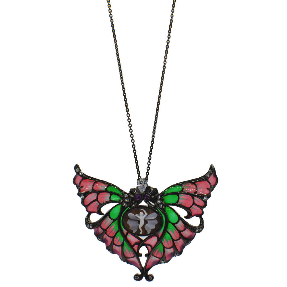 ART NOUVEAU STAINED GLASS & CAMEO - LADIES PENDANT SILVER 925 | BIJOUX CAMEE - MY LITTLE VENDOME