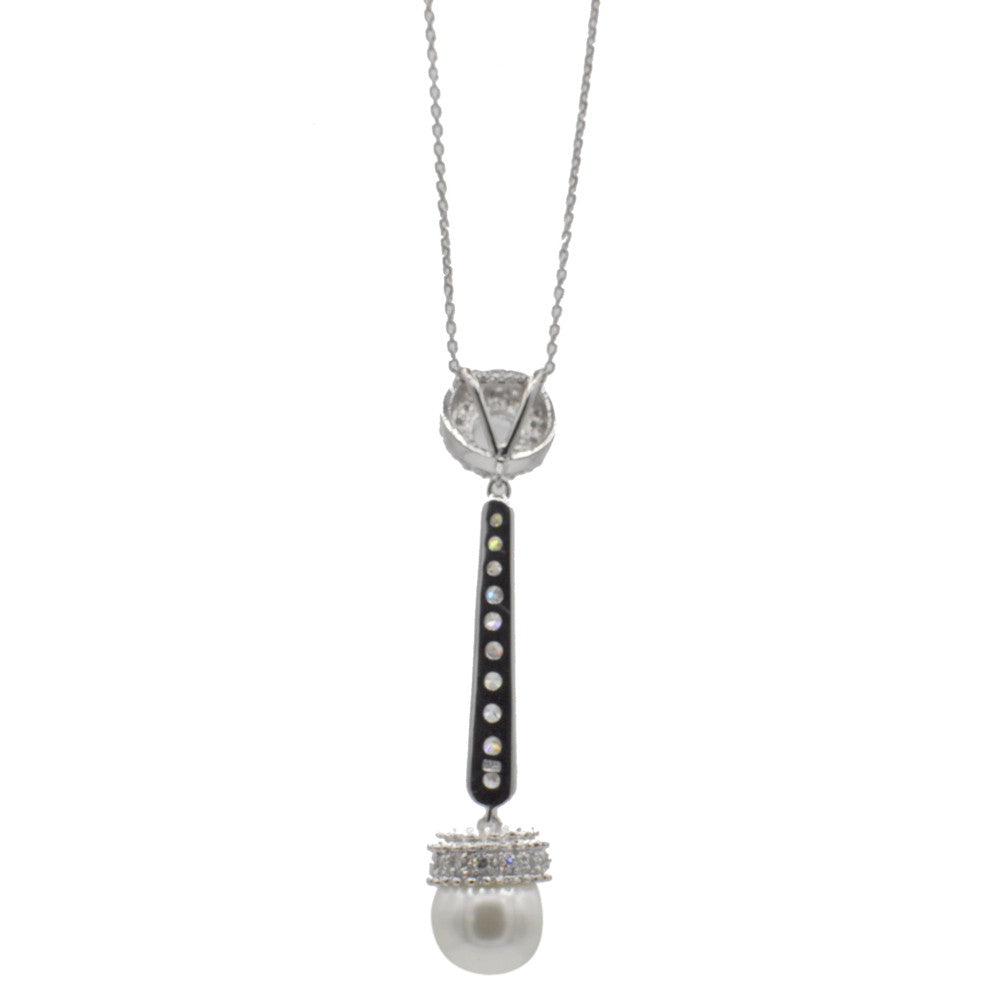 925 SILVER DROP PENDANT NECKLACE, NATURAL PEARLS AND SEMI-PRECIOUS STONE - MY LITTLE VENDOME