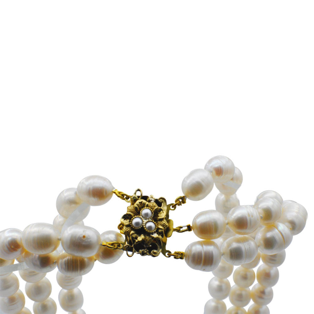 ART DECO STYLE NECKLACE OF NATURAL PEARLS & SEMI-PRECIOUS STONES - MY LITTLE VENDOME