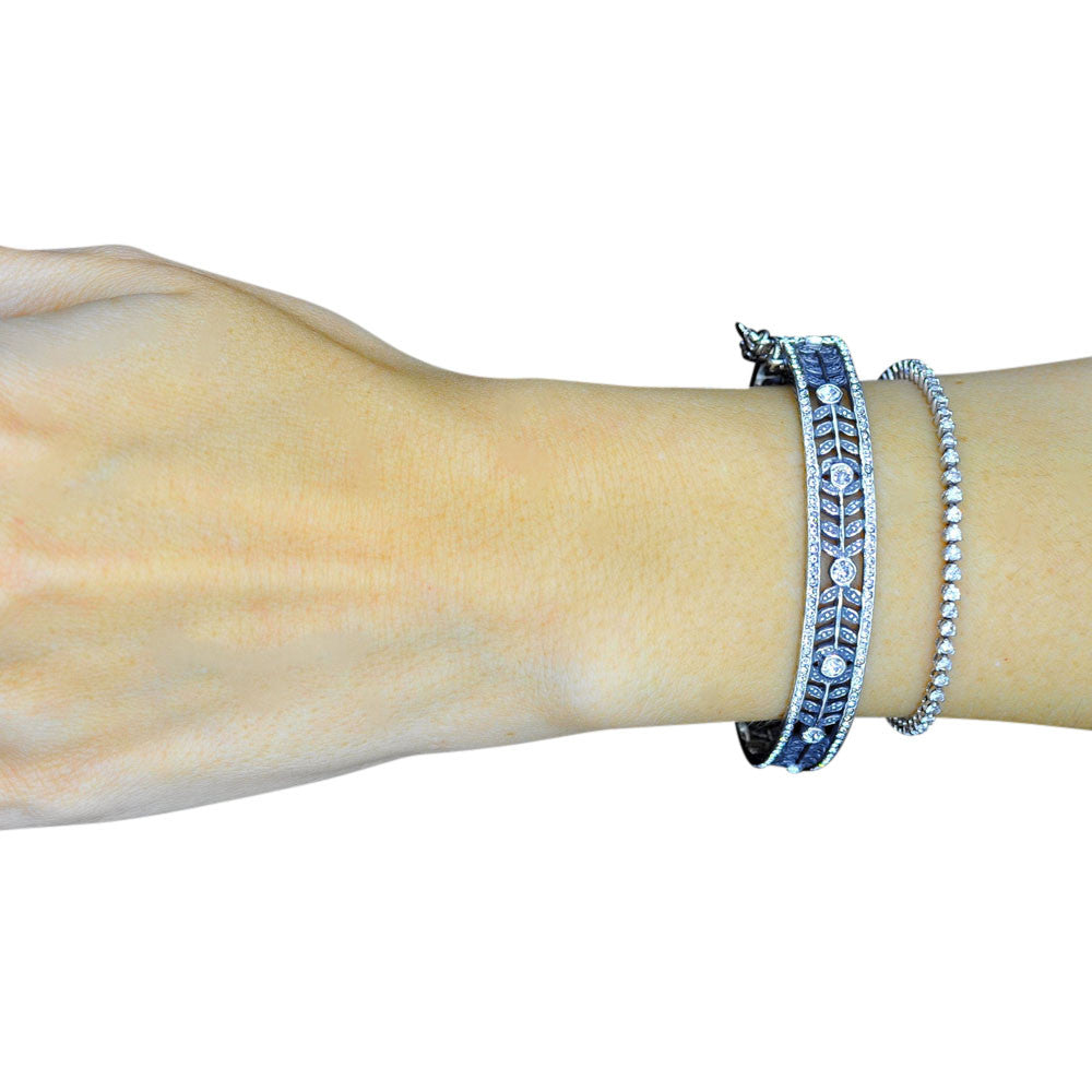 SILVER ART DECO BANGLE - MY LITTLE VENDOME