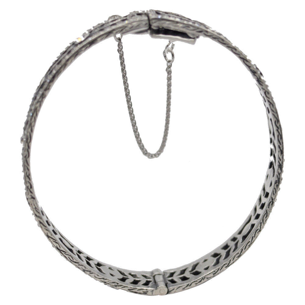 SILVER ART DECO BANGLE - MY LITTLE VENDOME
