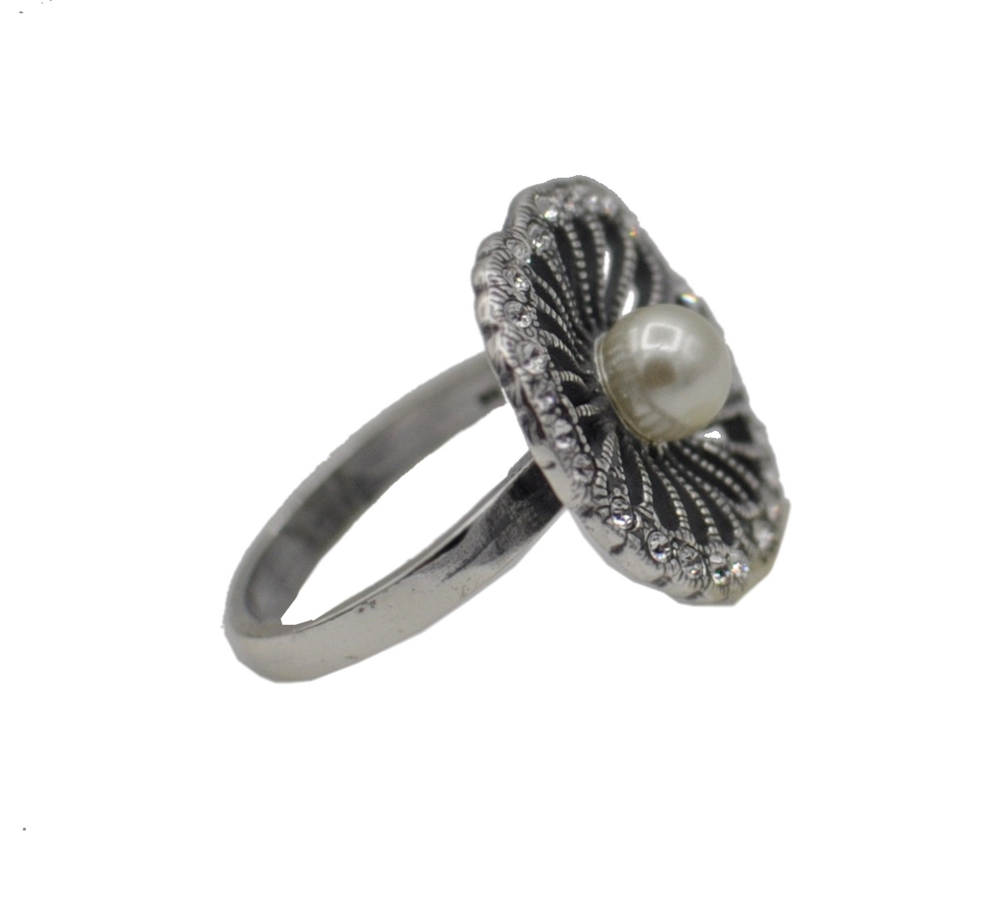 BAGUE ART DECO FLEUR PERLE NATURELLE EN ARGENT 925 - MY LITTLE VENDOME