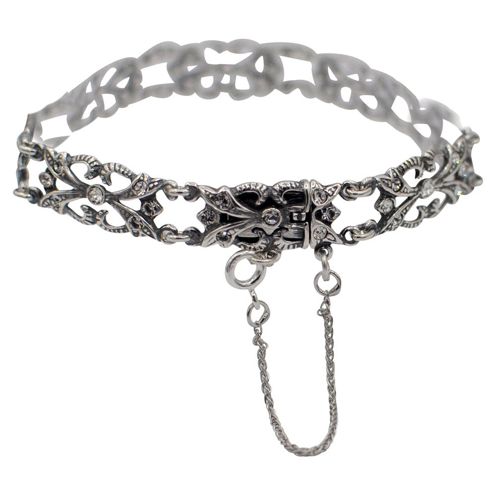 925 SILVER ART DECO CHAIN BRACELET WITH NATURAL SEMI-PRECIOUS STONES - MY LITTLE VENDOME