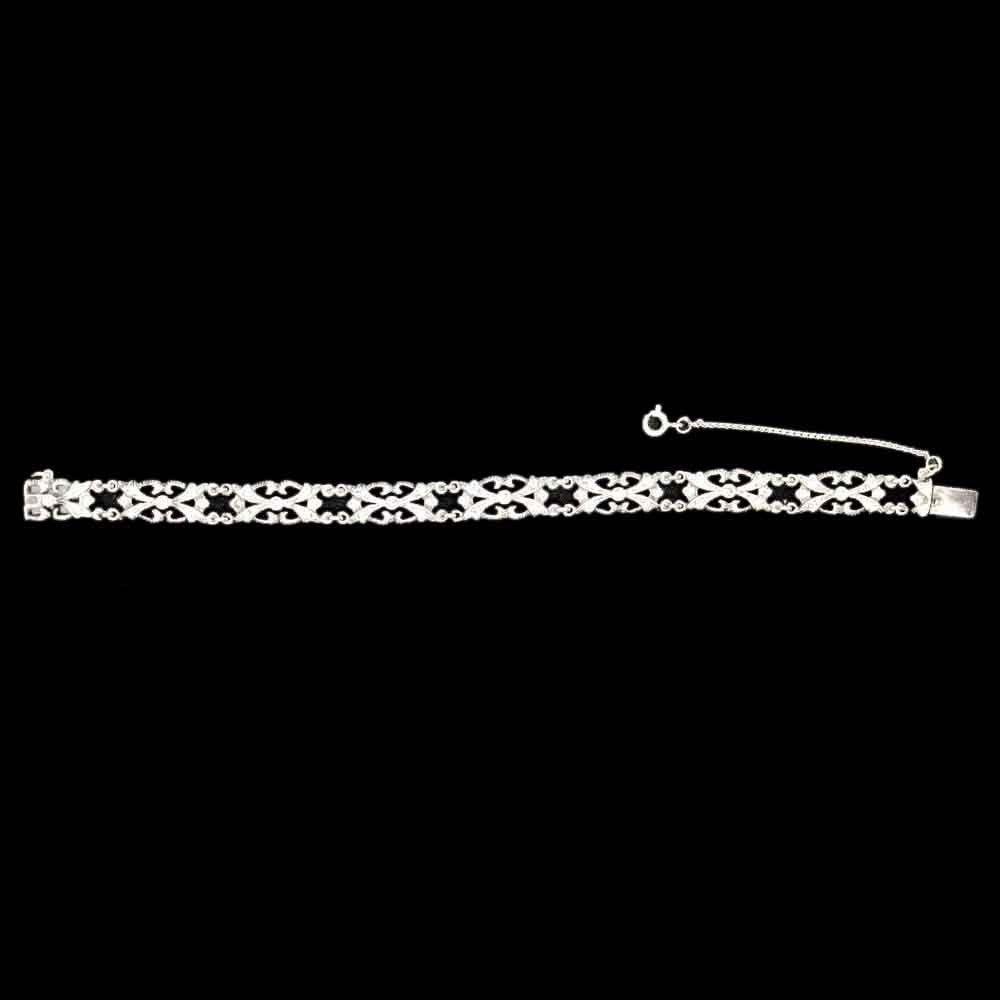925 SILVER ART DECO CHAIN BRACELET WITH NATURAL SEMI-PRECIOUS STONES - MY LITTLE VENDOME
