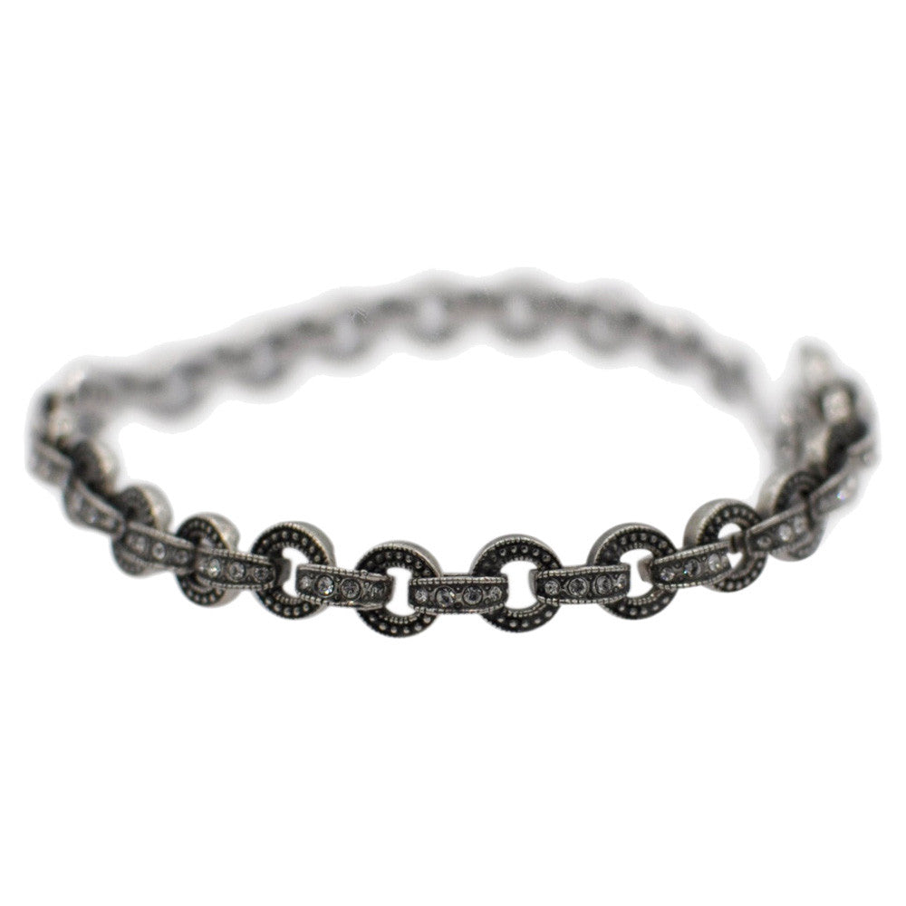 925 SILVER ART DECO CHAIN BRACELET WITH NATURAL SEMI-PRECIOUS STONES - MY LITTLE VENDOME
