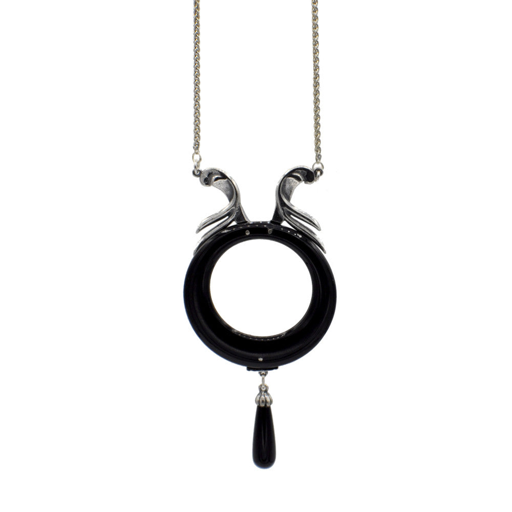 ART DECO NECKLACE IN 925 STERLING SILVER, NATURAL ONYX AND SEMI-PRECIOUS STONES - MY LITTLE VENDOME