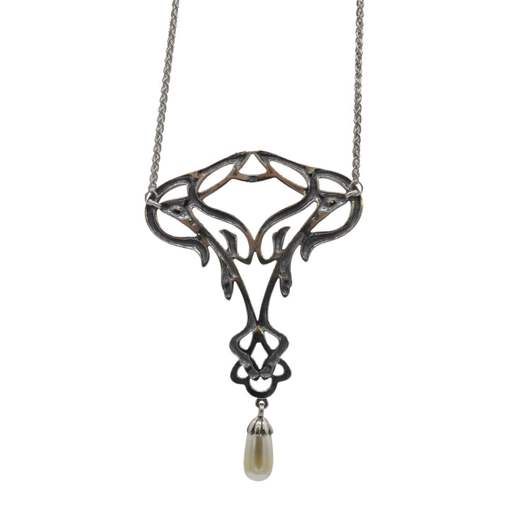 ART DECO NECKLACE IN 925 STERLING SILVER, NATURAL PEARLS AND SEMI-PRECIOUS STONES - MY LITTLE VENDOME