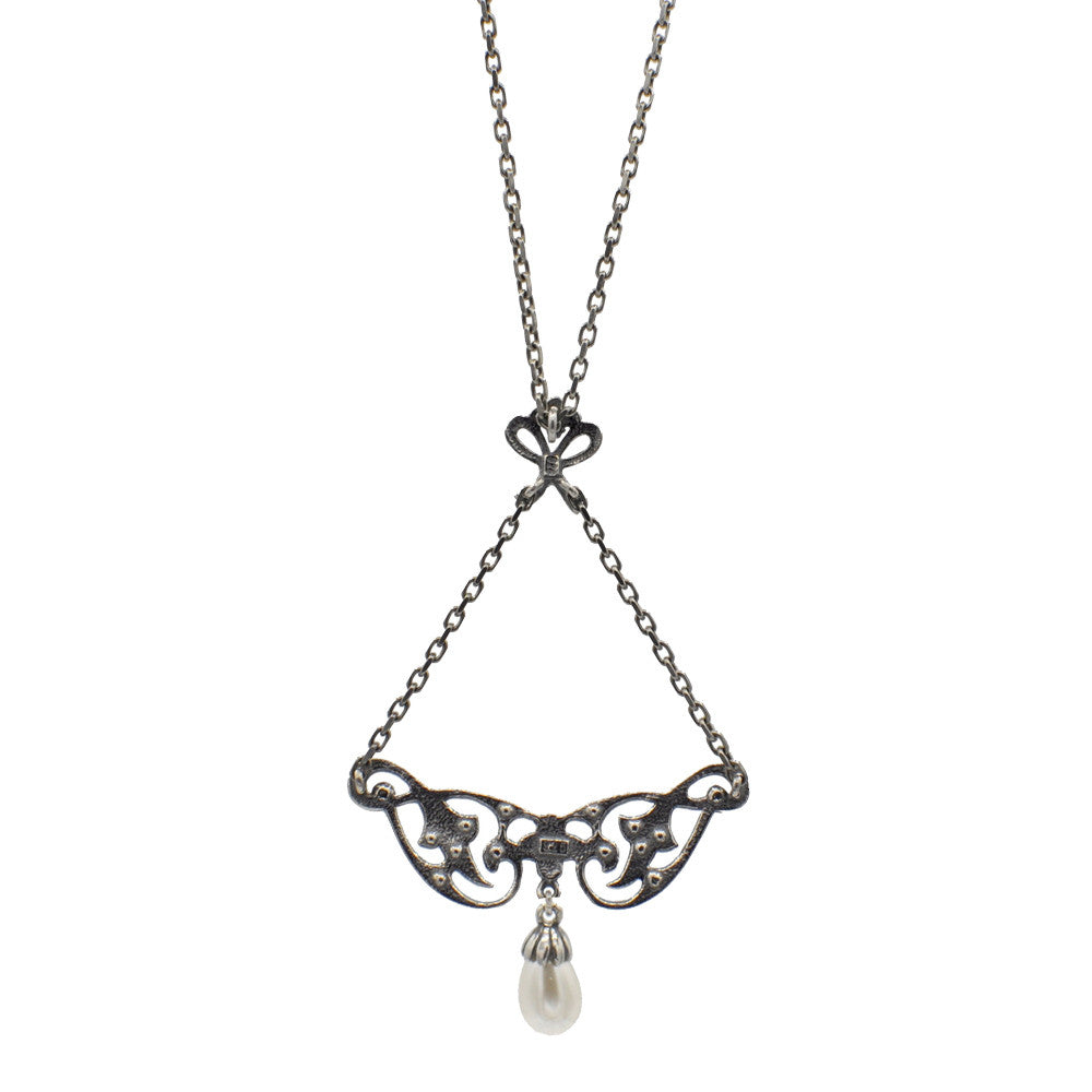 ART DECO NECKLACE IN 925 STERLING SILVER, NATURAL PEARL AND SEMI-PRECIOUS STONES - MY LITTLE VENDOME