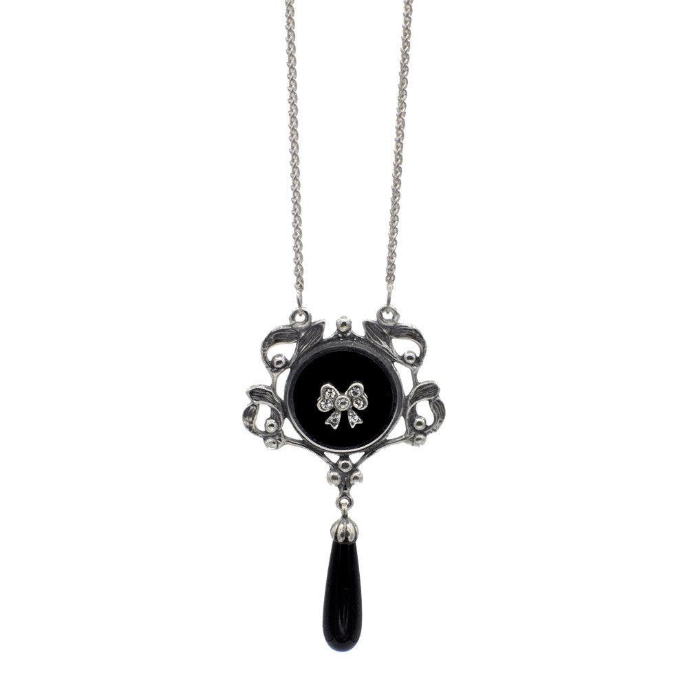 ART DECO NECKLACE IN 925 STERLING SILVER, ONYX AND SEMI-PRECIOUS STONES - MY LITTLE VENDOME