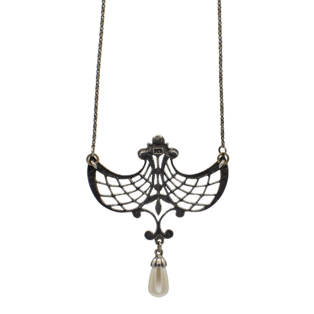 ART DECO NECKLACE IN 925 STERLING SILVER, NATURAL PEARLS AND SEMI-PRECIOUS STONES - MY LITTLE VENDOME