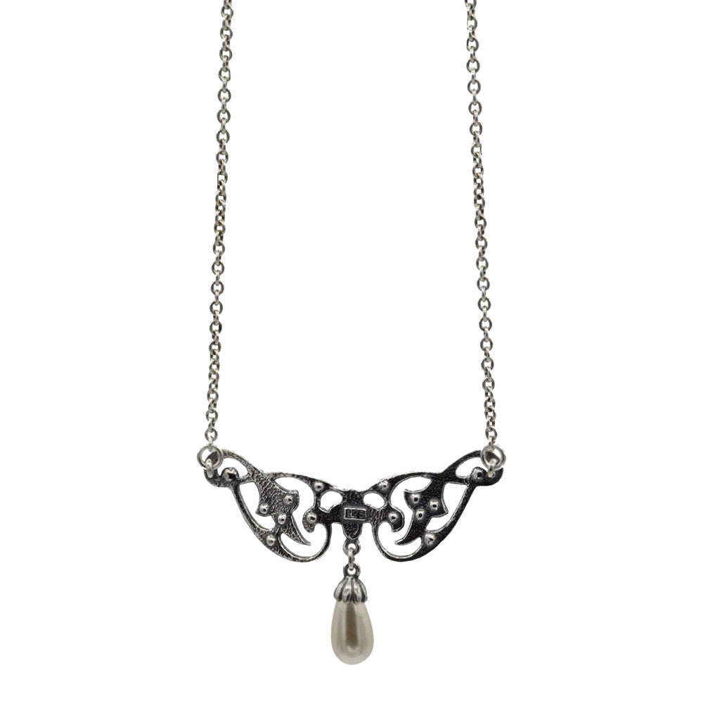 ART DECO NECKLACE IN 925 STERLING SILVER, NATURAL PEARL AND SEMI-PRECIOUS STONES - MY LITTLE VENDOME