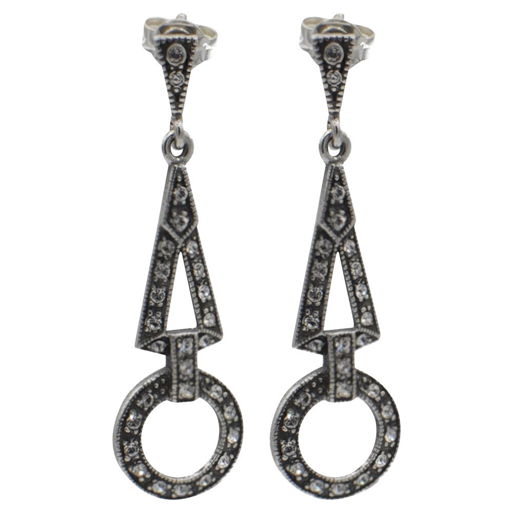 ART DECO GEOMETRIC EARRING IN 925 STERLING SILVER AND SEMI-PRECIOUS STONES - MY LITTLE VENDOME