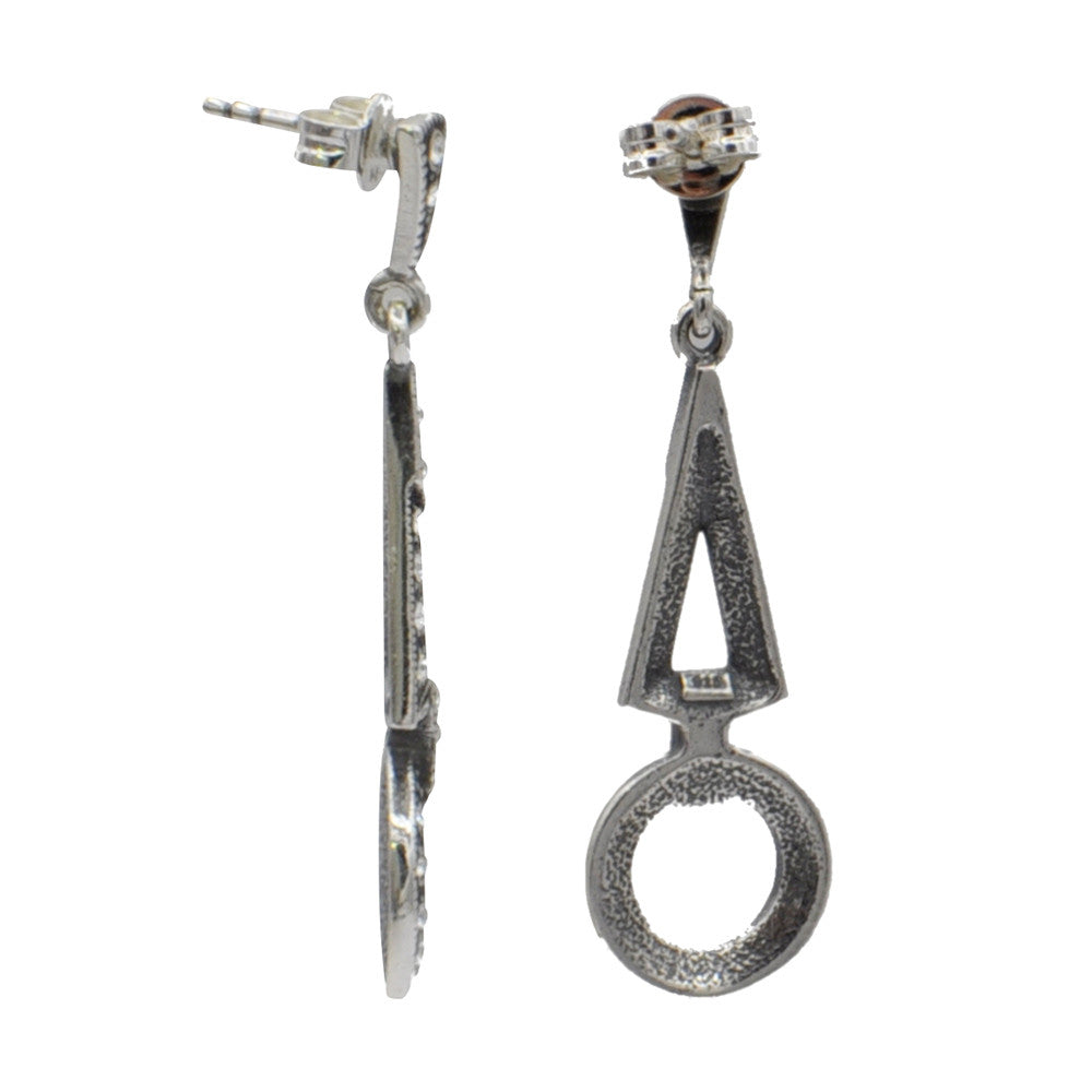 ART DECO GEOMETRIC EARRING IN 925 STERLING SILVER AND SEMI-PRECIOUS STONES - MY LITTLE VENDOME