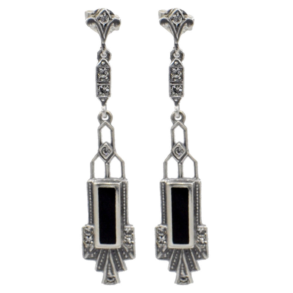 925 SILVER ART DECO EARRING WITH SEMI-PRECIOUS STONES - MY LITTLE VENDOME