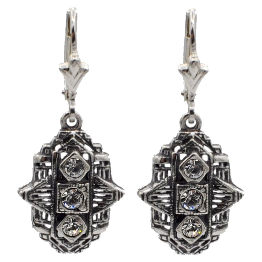 ART DECO EARRING IN 925 STERLING SILVER AND NATURAL SEMI-PRECIOUS STONES - MY LITTLE VENDOME