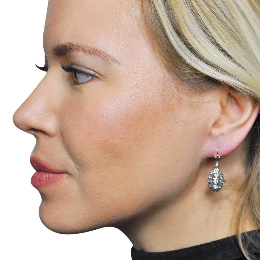 ART DECO EARRING IN 925 STERLING SILVER AND NATURAL SEMI-PRECIOUS STONES - MY LITTLE VENDOME