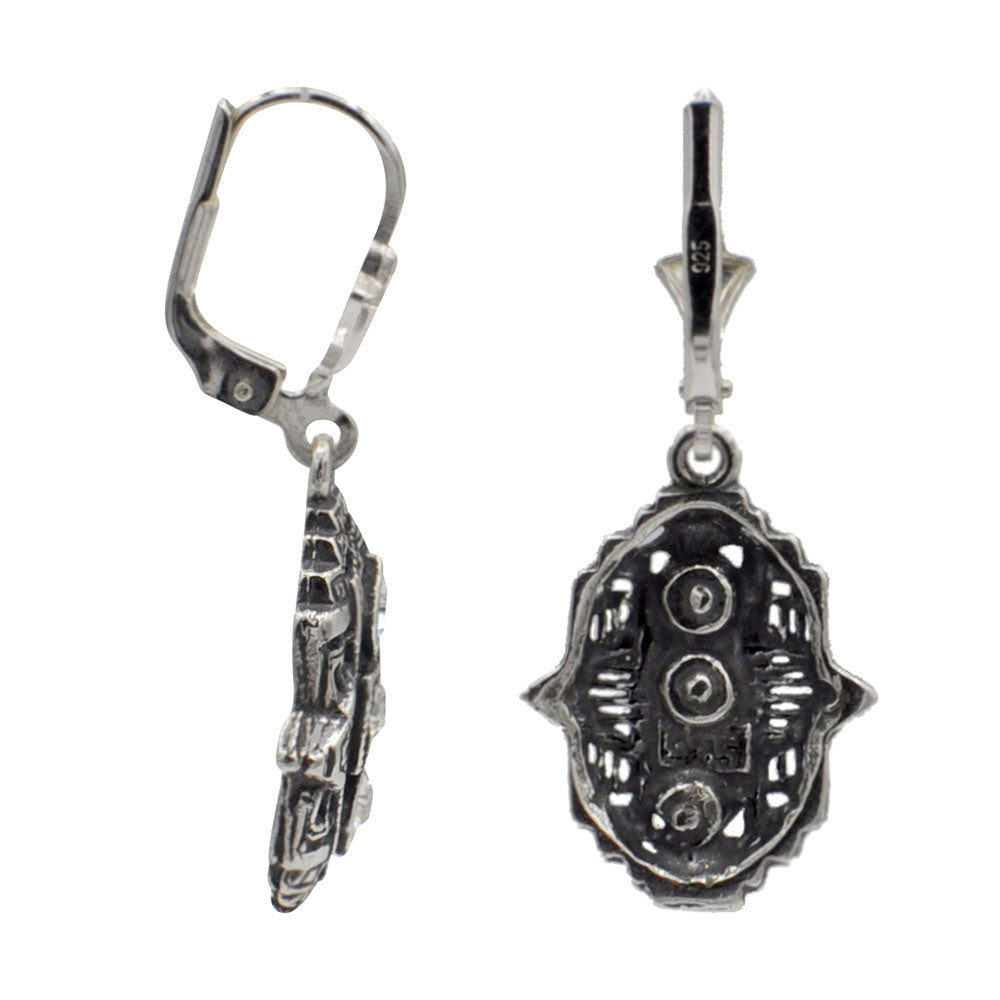 ART DECO EARRING IN 925 STERLING SILVER AND NATURAL SEMI-PRECIOUS STONES - MY LITTLE VENDOME