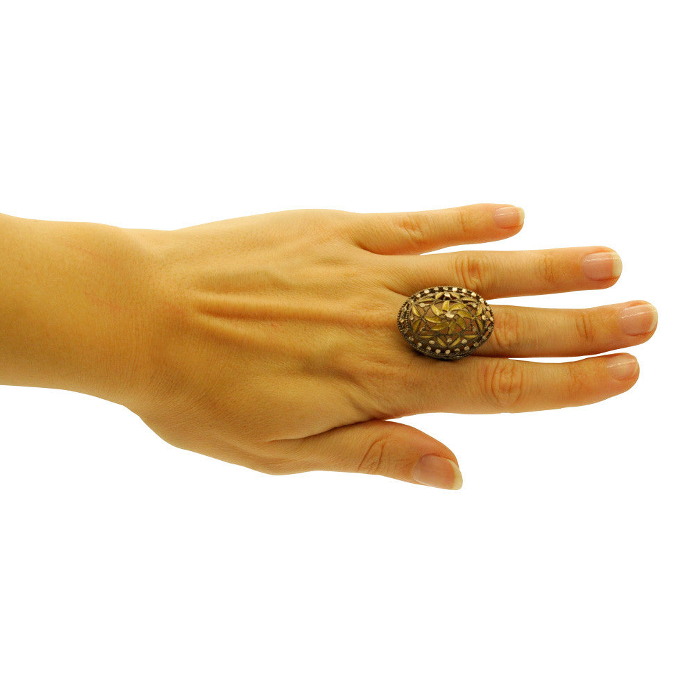 VINTAGE ART NOUVEAU RING IN 14 CARAT GOLD AND 925 SILVER - MY LITTLE VENDOME