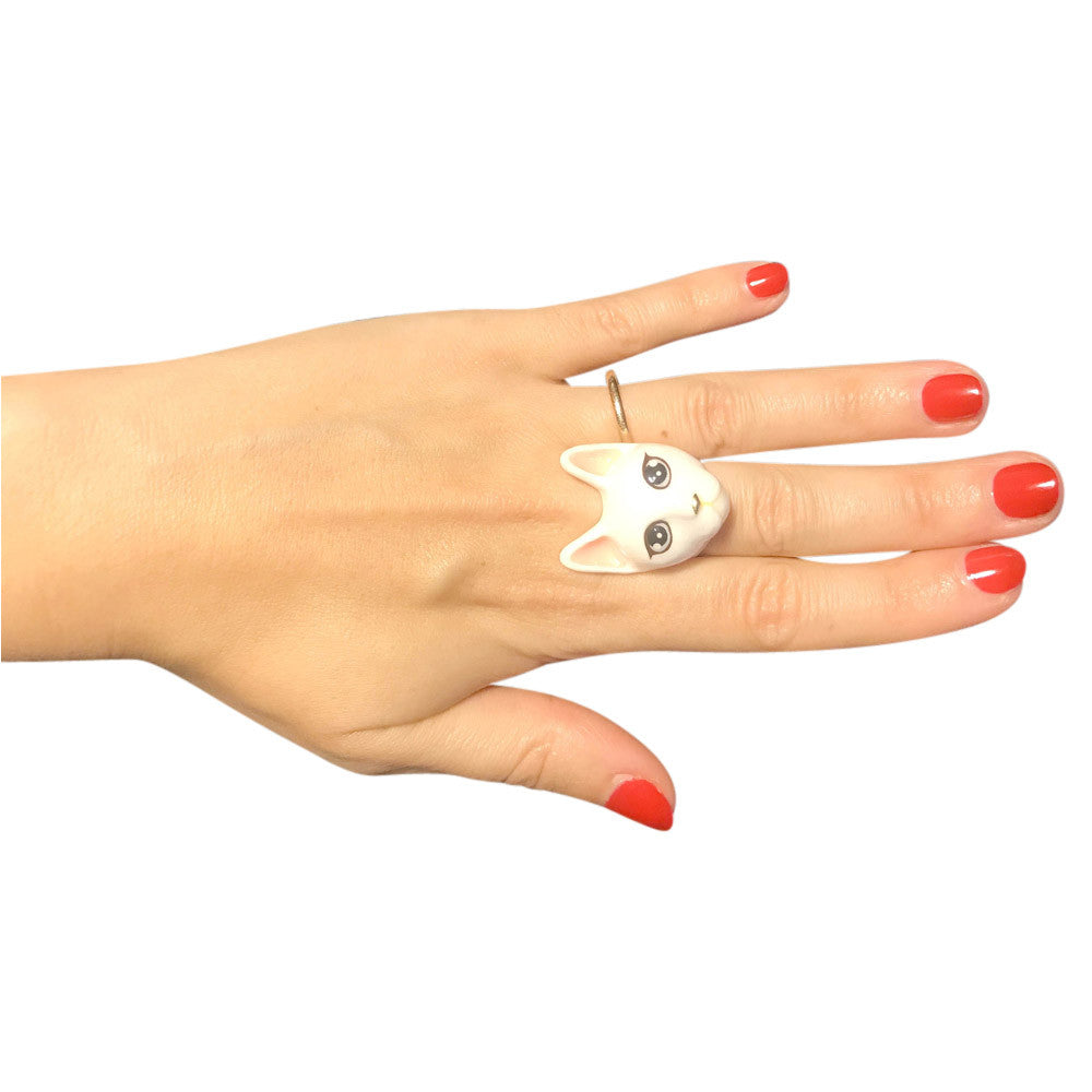 ENAMELLED CAT RING - ANIMAL RING - MY LITTLE VENDOME