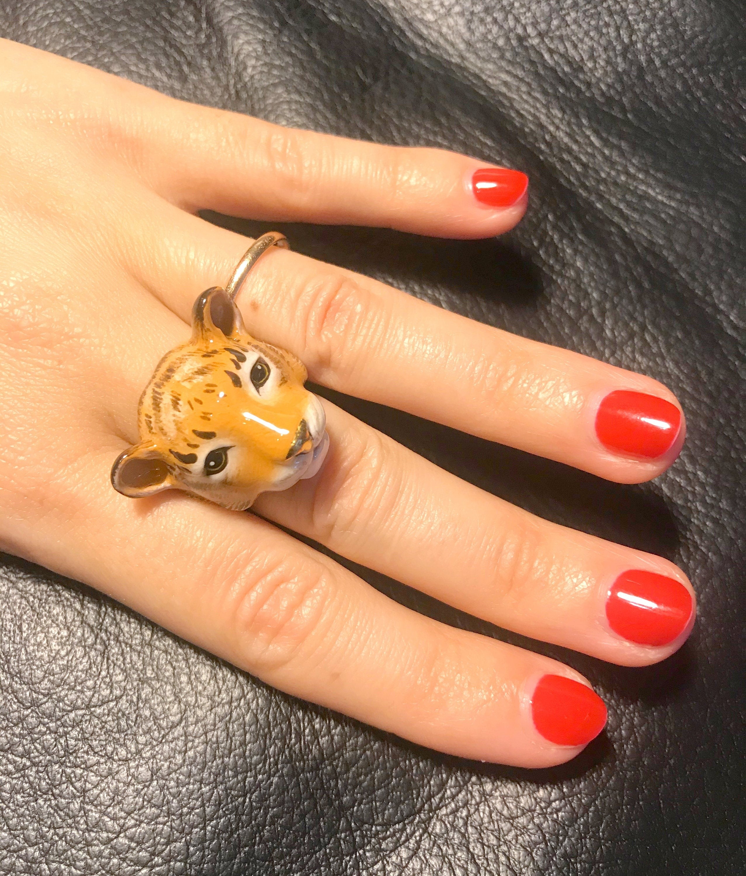 TIGER RING HAND-ENAMELED ANIMAL RING - MY LITTLE VENDOME