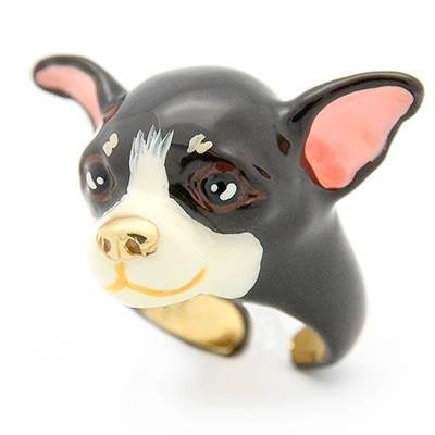 CHIHUAHUA HAND-ENAMELED DOG RING - MY LITTLE VENDOME