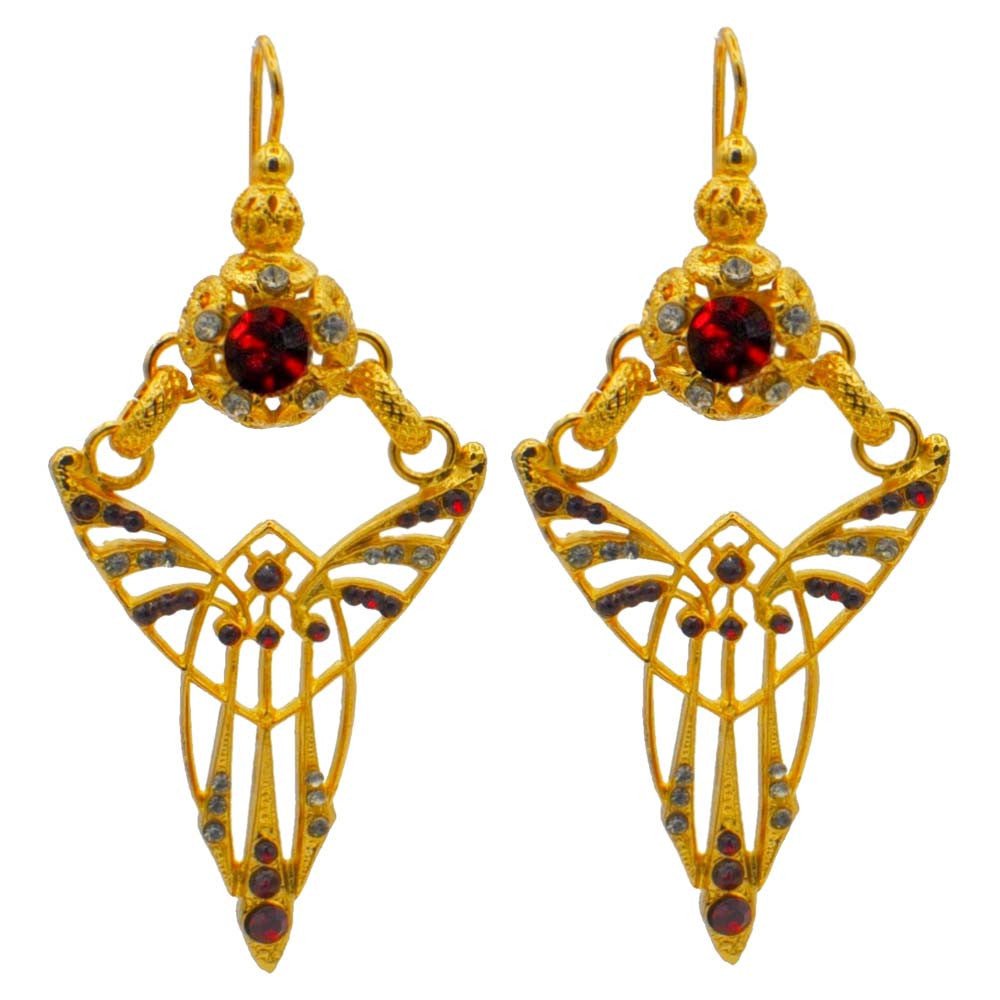 ART NOUVEAU GRENAT BOUCLES D'OREILLES GRENAT, BOUCLES D'OREILLES OR ROSE VENITIEN 14 CARATS, PIERRE SEMI PRECIEUSE - MY LITTLE VENDOME