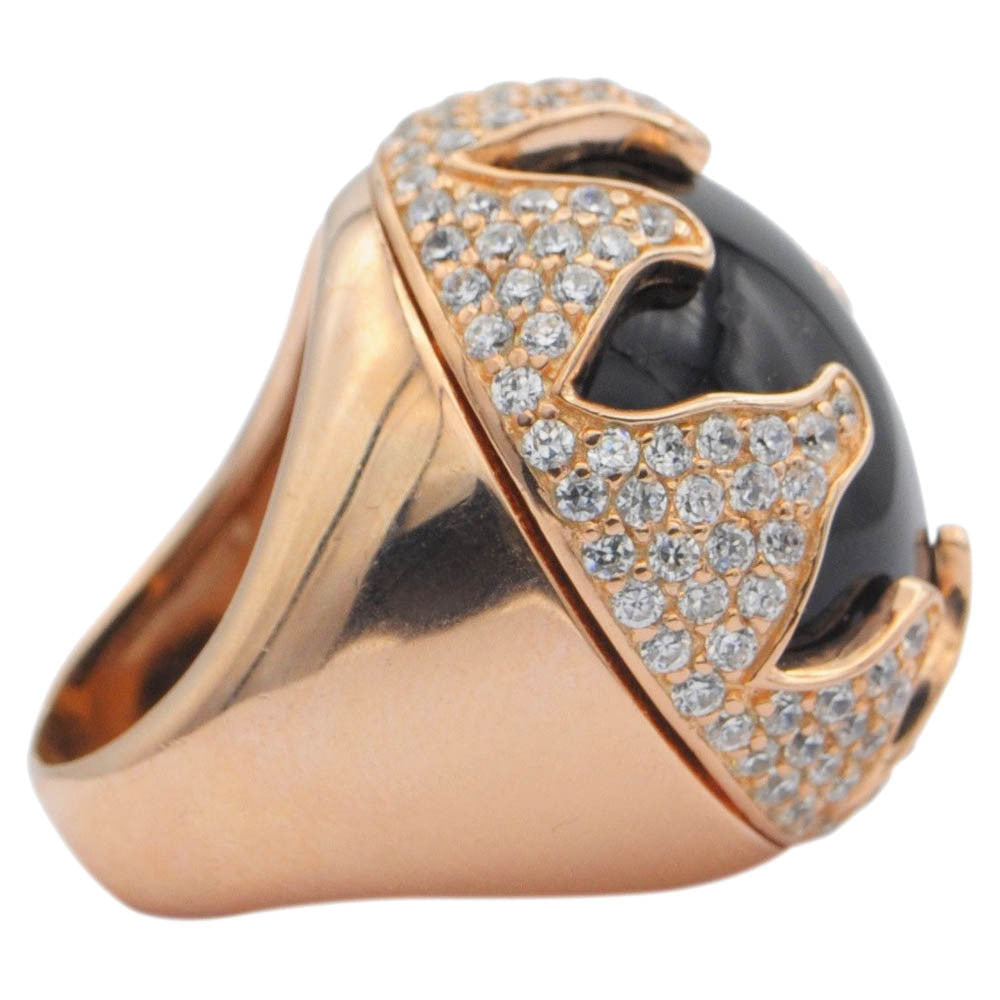 BLACK & ROSE GOLD BAKELITE RING - MY LITTLE VENDOME