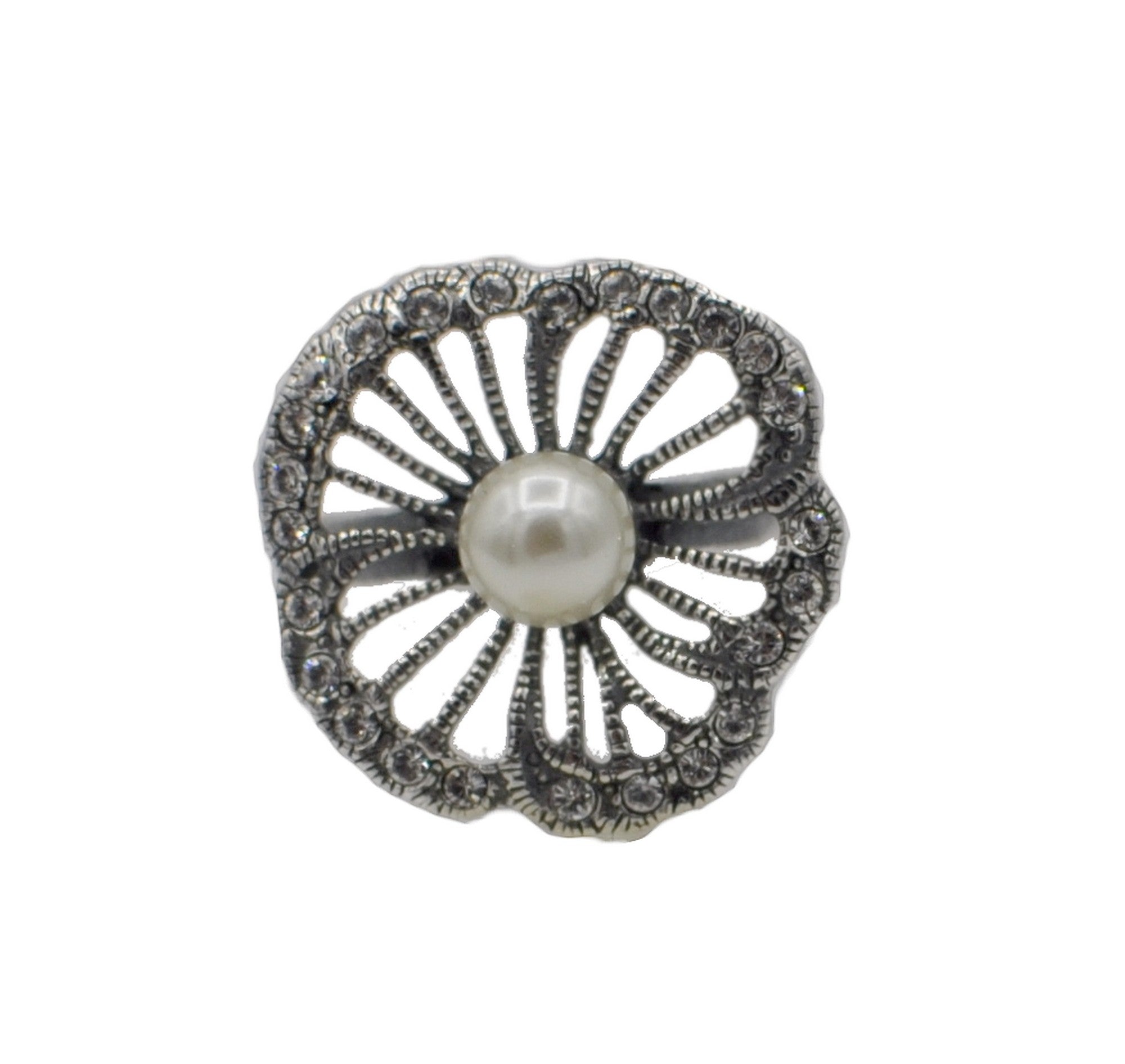 BAGUE ART DECO FLEUR PERLE NATURELLE EN ARGENT 925 - MY LITTLE VENDOME