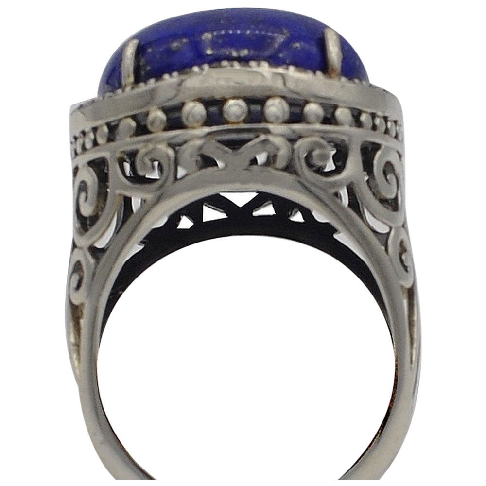 BAGUE ART DÉCO LAPIS LAZULI & MARCASSITE EN ARGENT 925 - MY LITTLE VENDOME