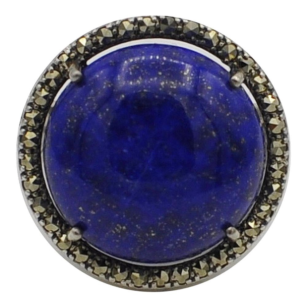 BAGUE ART DÉCO LAPIS LAZULI & MARCASSITE EN ARGENT 925 - MY LITTLE VENDOME