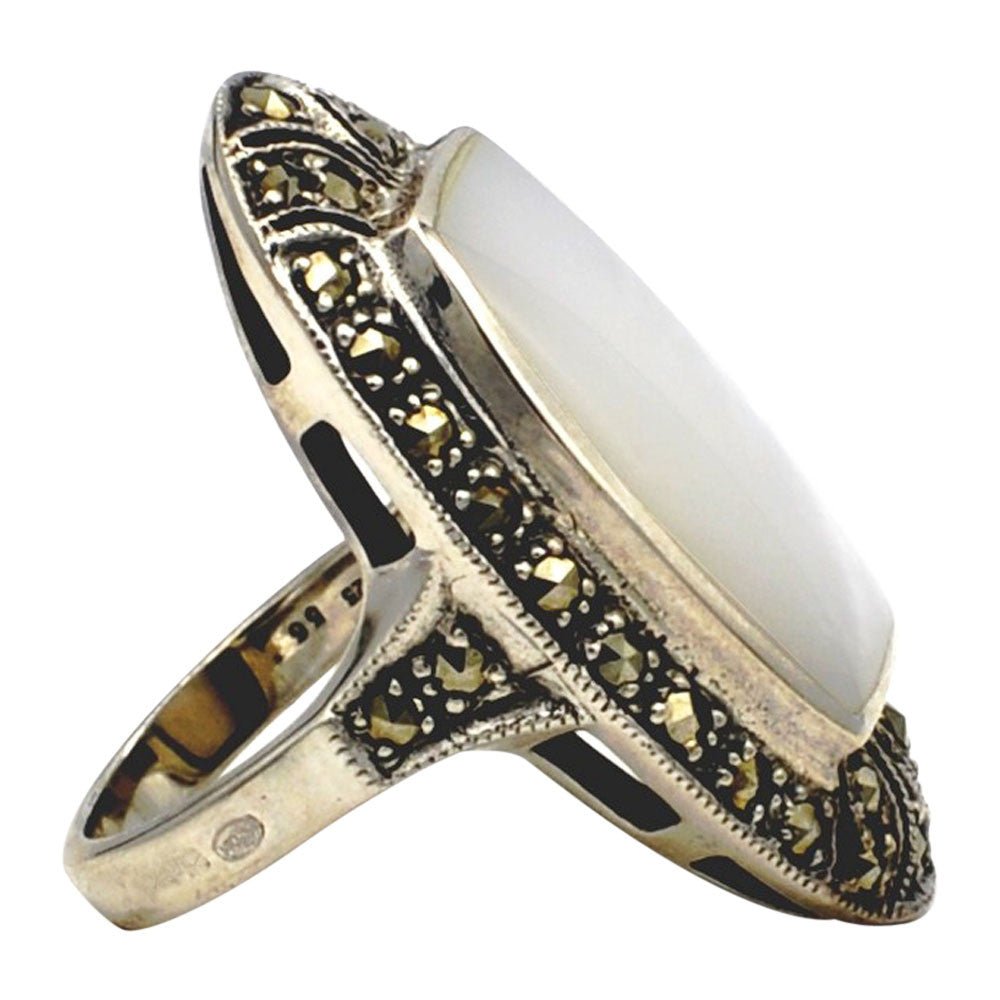 BAGUE ART DÉCO NACRE & MARCASSITE - ARGENT 925 - MY LITTLE VENDOME