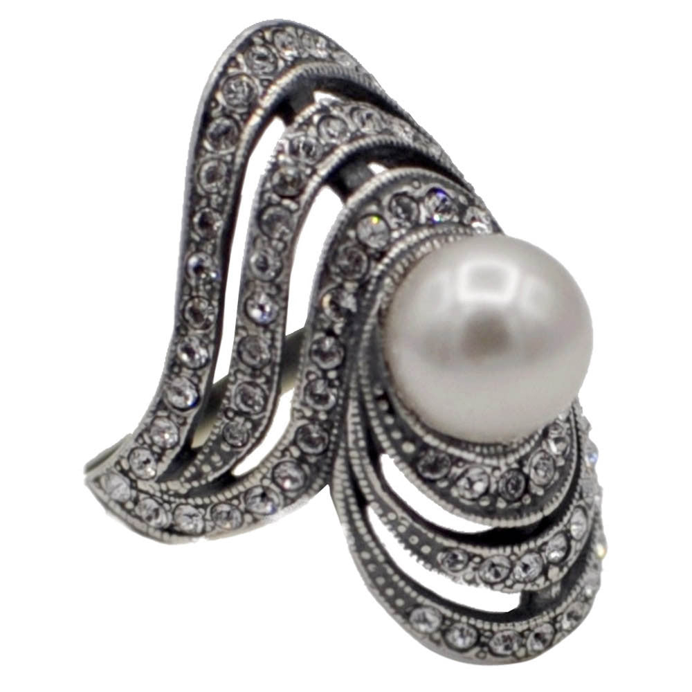 BAGUE ART DECO PERLE NATURELLE EN ARGENT 925 - MY LITTLE VENDOME