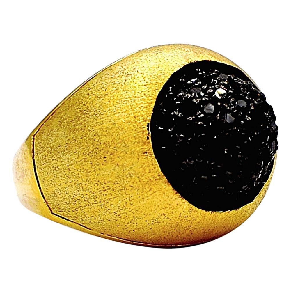 BAGUE JONC PARISIEN PAVAGE ET MONTURE VERMEIL BROSSÉE - MY LITTLE VENDOME